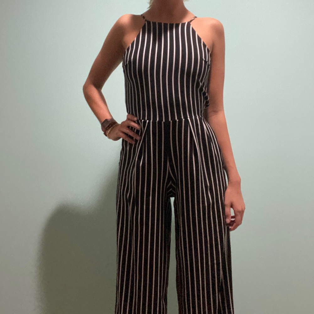 black striped jumpsuit